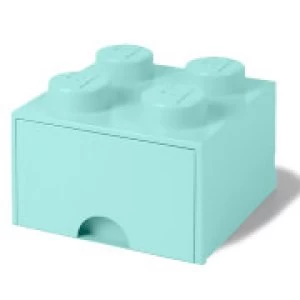 LEGO Storage 4 Knob Brick - 1 Drawer (Aqua Light Blue)