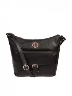 image of Pure Luxuries London Black 'Monamy' Leather Shoulder Bag