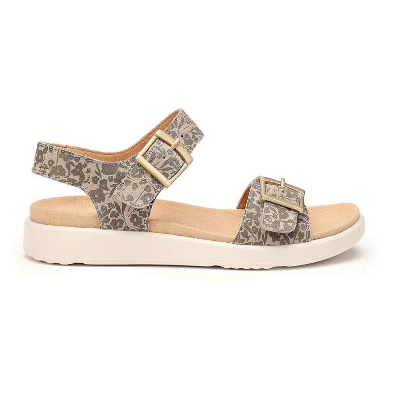 Image of Hotter Womens Wide Fit 'Corfu' Sandals in Khaki Size: 7 Khaki Female 7