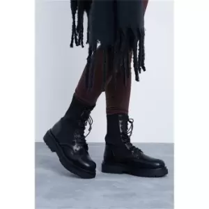 image of I Saw It First Black Knitted Ankle Chunky Sole Boot - Black