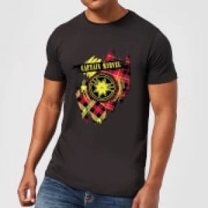 image of Captain Marvel Tartan Patch Mens T-Shirt - Black