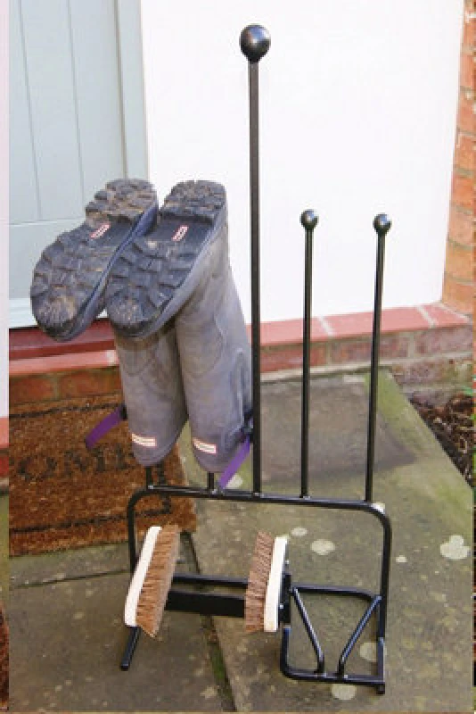 Image of Poppy Forge 2 Pair Boot Centre - Steel Wellie Stand - Steel - L22.9 X W43.2 X H88.9cm - Black