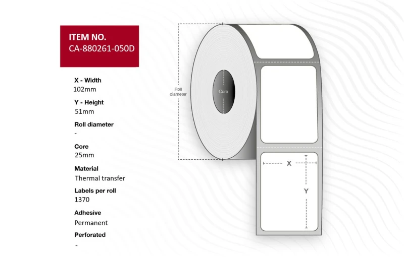 Image of Capture CA-880261-050D printer label