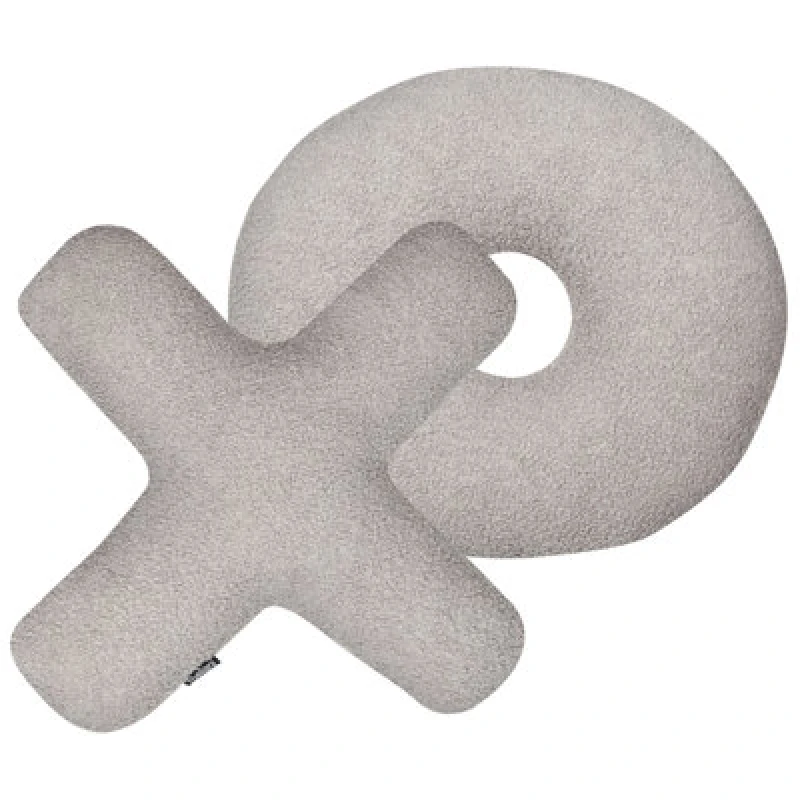 Image of Beliani Set Of 2 Decorative Cushions Hesperis Boucle Light Grey Solid