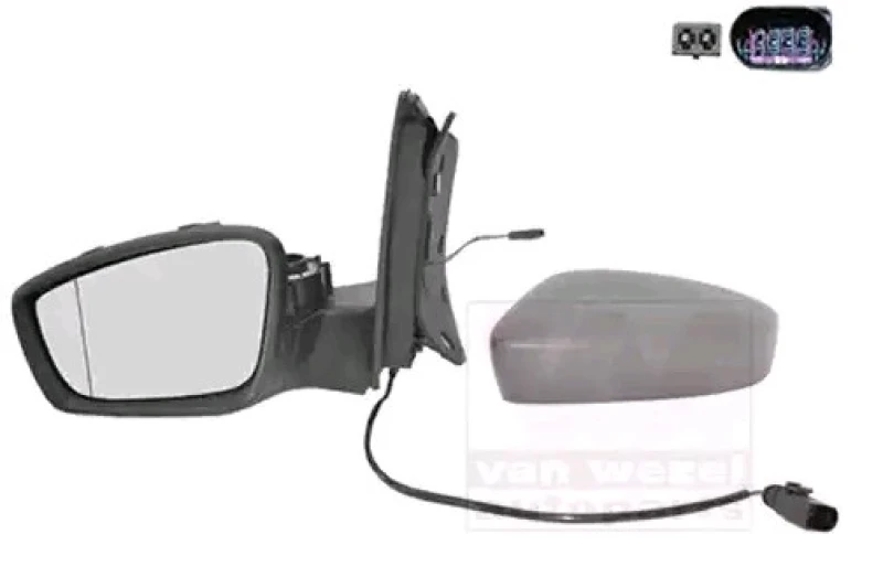 Image of VAN WEZEL 5701813 Wing mirror * HAGUS * Left, Control: cable pull, primed Outside Mirror (50)
