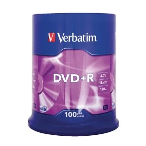 image of Verbatim DVDR Matt Silver 4.7GB DVDR 100pcs VER43551