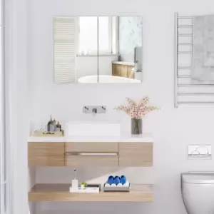 Image of HOMCOM Wall Mounted Mirror Cabinet Double Door Bathroom Storage Unit With Adjustable Shelf