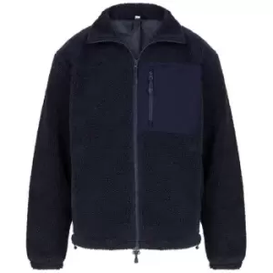 Image of Front Row Unisex Adult Sherpa Recycled Fleece Jacket (S) (Navy)
