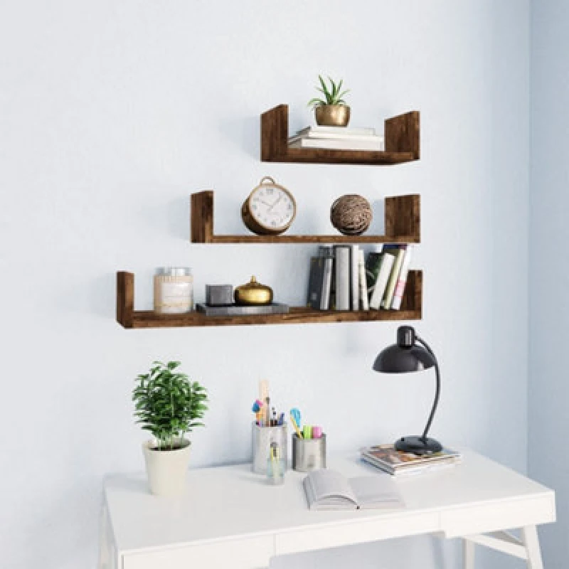 Image of VIDAXL Vidaxl - Wall Display Shelves 3 pcs Smoked Oak Engineered Wood 8720286953853
