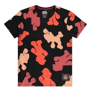 Image of Nintendo - Super Mario Bros. Mario Colour Silhouette All-Over Print Mens Large T-Shirt (Black)