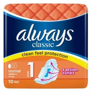 image of Always Classic Normal Pads With Wings 10 Pads