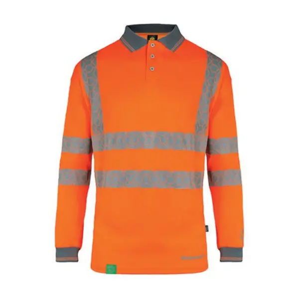 Image of Beeswift Envirowear Beeswift Envirowear High Visibility Long Sleeve Polo Shirt Orange L EWCPKLSORL