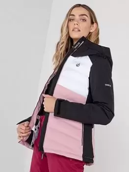 image of Dare 2b Coded Waterproof Quilted Ski Jacket - Pink/Black, Size 16, Women