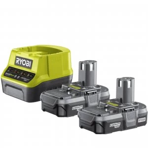 Image of Ryobi RC18120-213 ONE+ 18v Cordless Fast Battery Charger and 2 Li-ion Batteries 1.3ah 240v