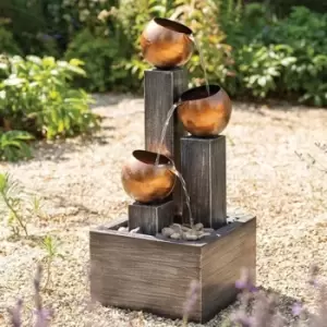Image of Tranquillity Water Features Ltd - Three Copper Bowls Main Powered - Garden Water Feature. Outdoor Garden Ornament