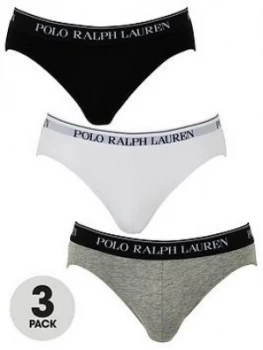 image of Polo Ralph Lauren 3 Pack Briefs - Black/White/Grey