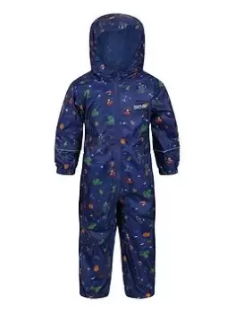 image of Regatta Kids Pobble Waterproof Suit - Blue Print, Blue Print, Size 3-4 Years, Women