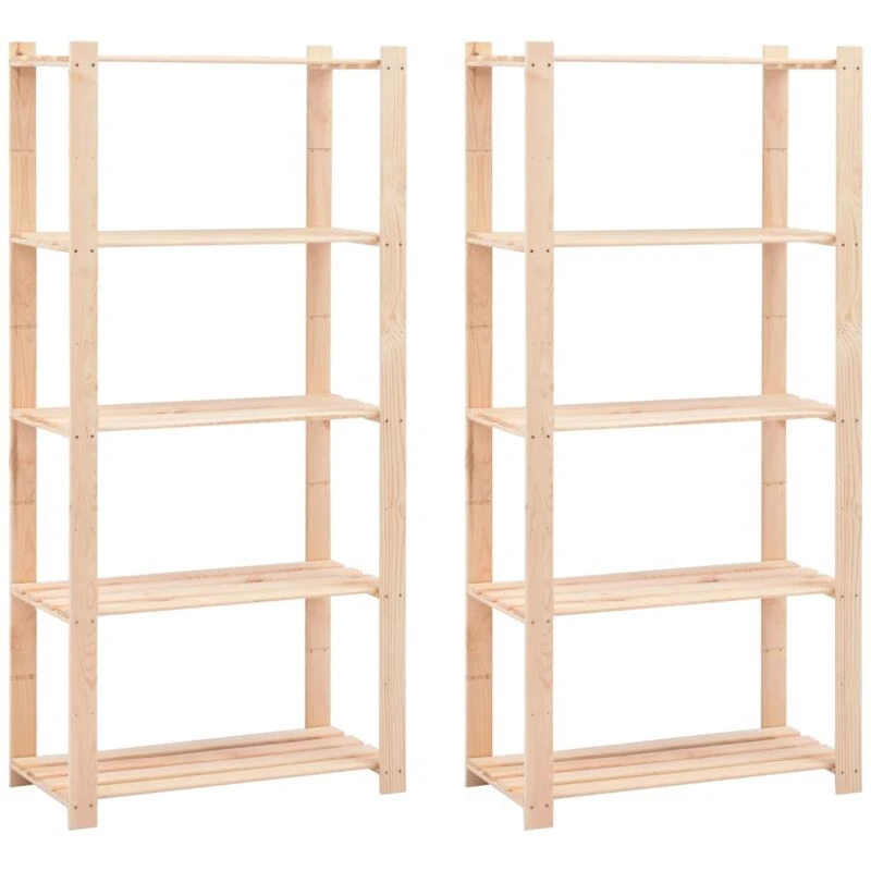 Image of VIDAXL Vidaxl - 5-Tier Storage Racks 2 pcs 80x38x170cm Solid Pinewood 250 kg 8719883822938