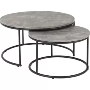 image of Athens Industrial Style Round Coffee Table Set Concrete Effect