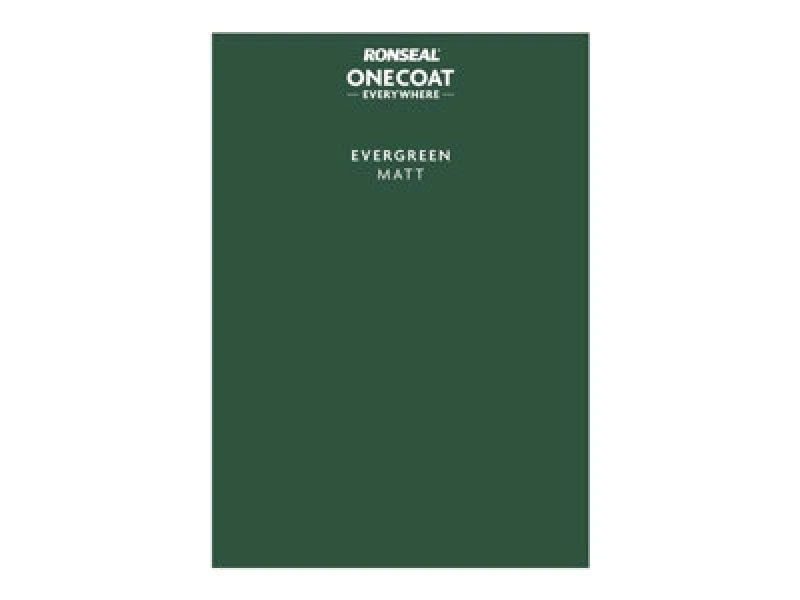 Image of Ronseal One Coat Everywhere Multi Surface Matt Paint Evergreen - Peel & Stick Tester A5 Green